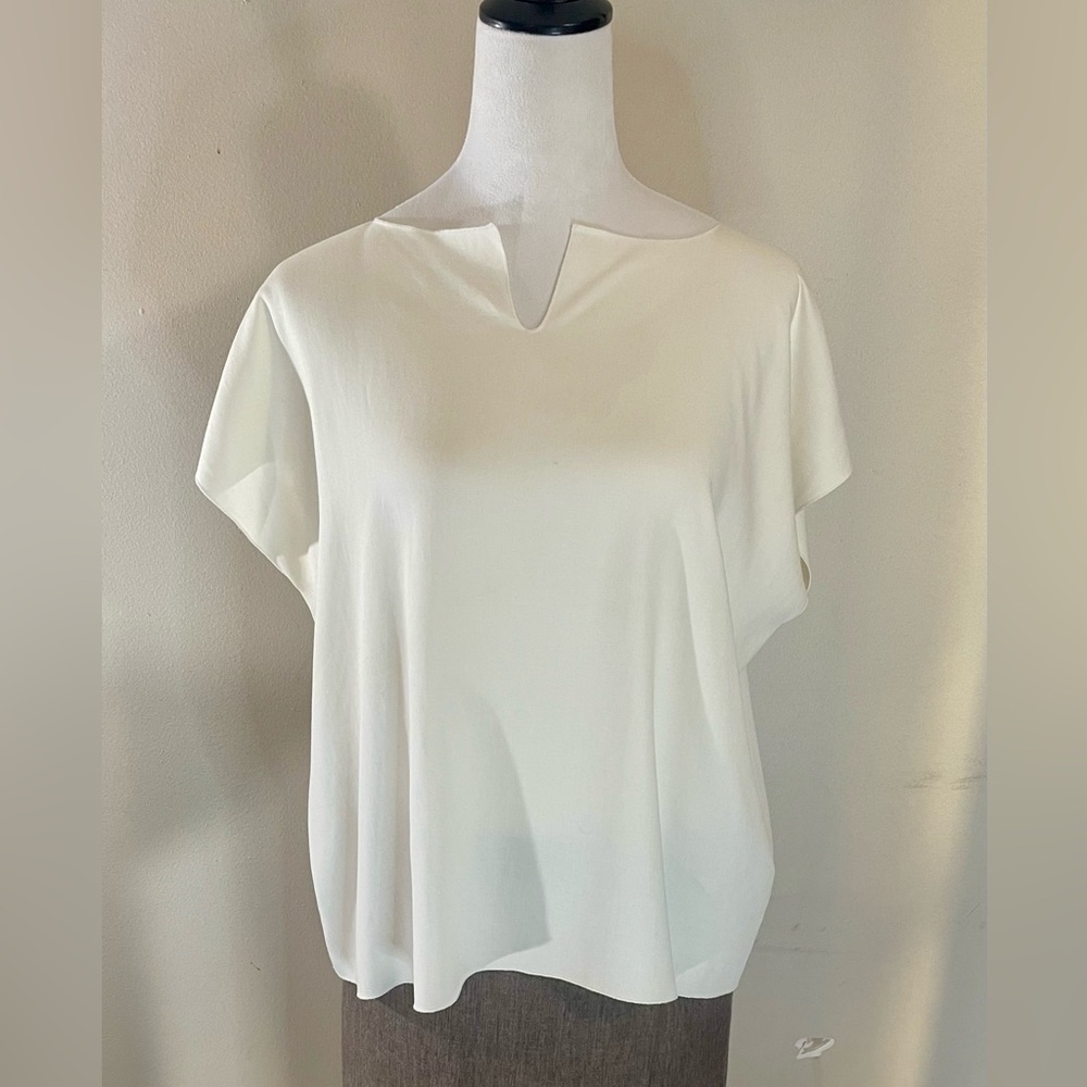 Zoran Vintage Designer 100% Cotton Ivory Sleeveless Top, Boxy Style, V Cut Neck